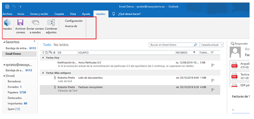 neodoc outlook - ¿Te imaginas poder procesar el contenido de un e-mail y sus adjuntos sin descargarlos?